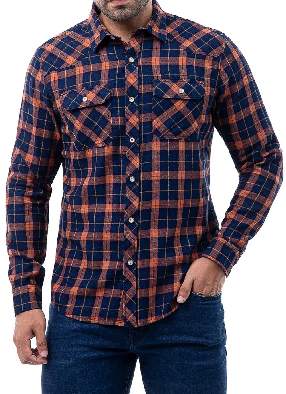 Camisa fashion cuadros azul